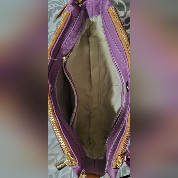 Valentina made in Italy Triple Entry Crossbody Bag  Violet NWT - Picture 4 of 8